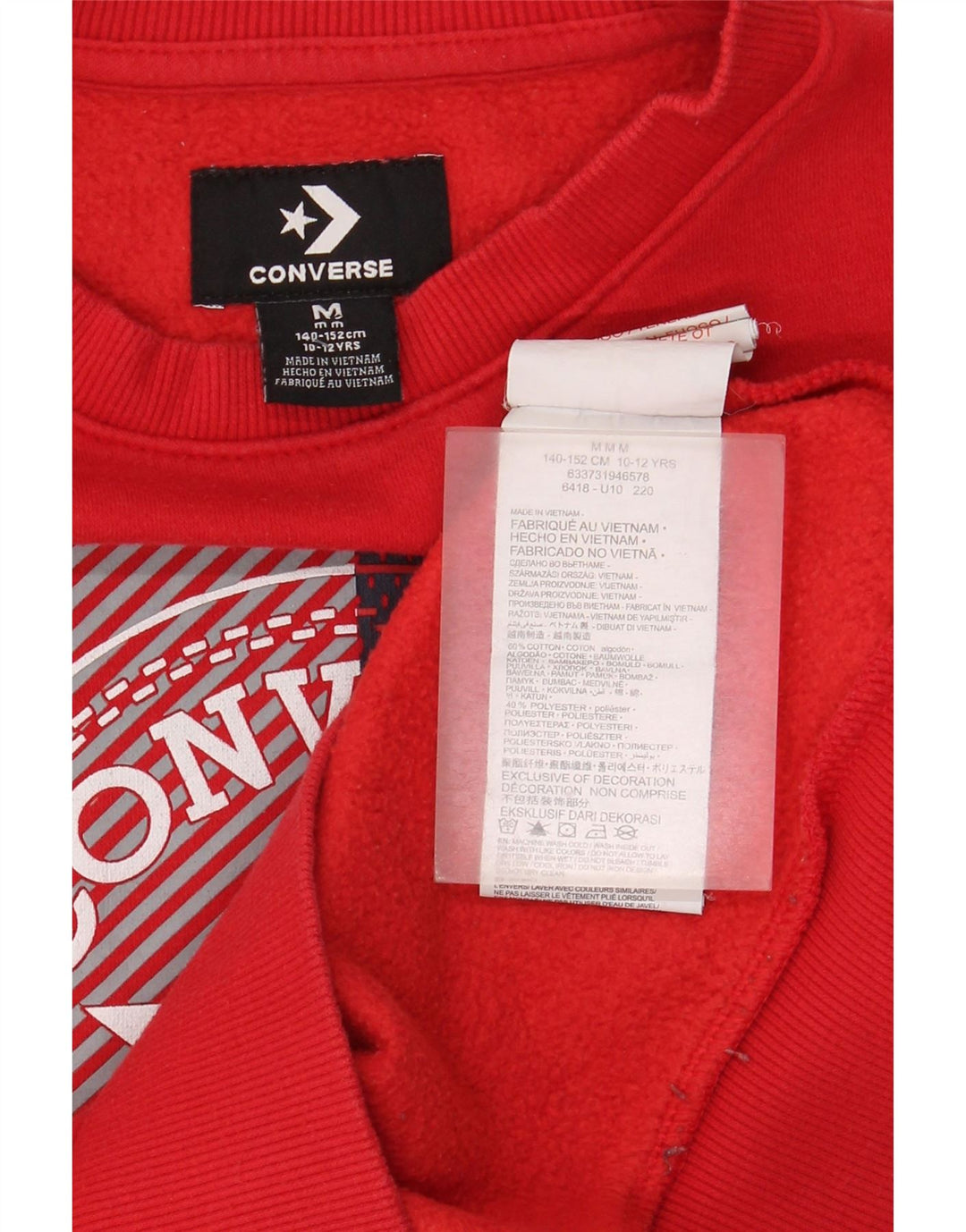 Converse Boys Graphic Sweatshirt Džemper 10-11 godina srednje crveni pamuk