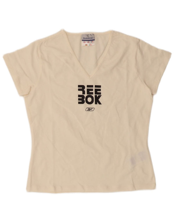 Reebok Ženska majica kratkih rukava s grafičkim motivima UK 14 Large Off White Cotton