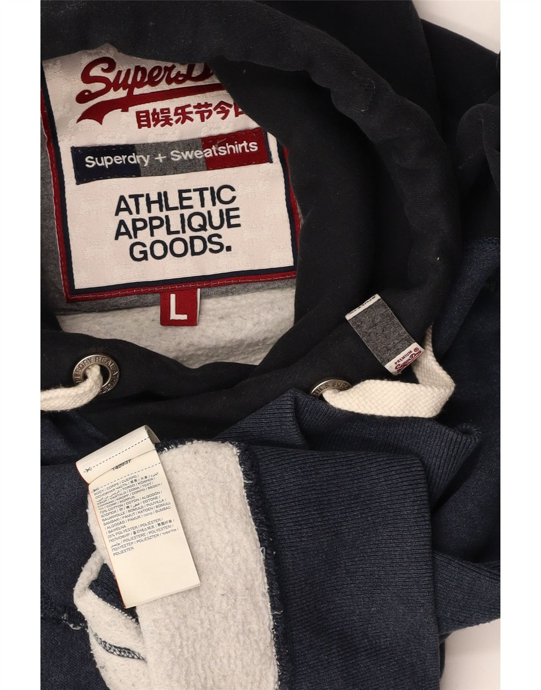 SUPERDRY muška majica s kapuljačom s kapuljačom, veliki tamnoplavi pamuk