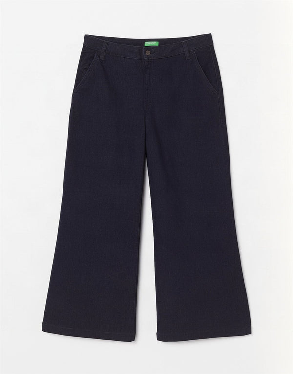 Benetton ženske široke traperice Sophia UK 14 Large W32 L29 tamnoplavi pamuk
