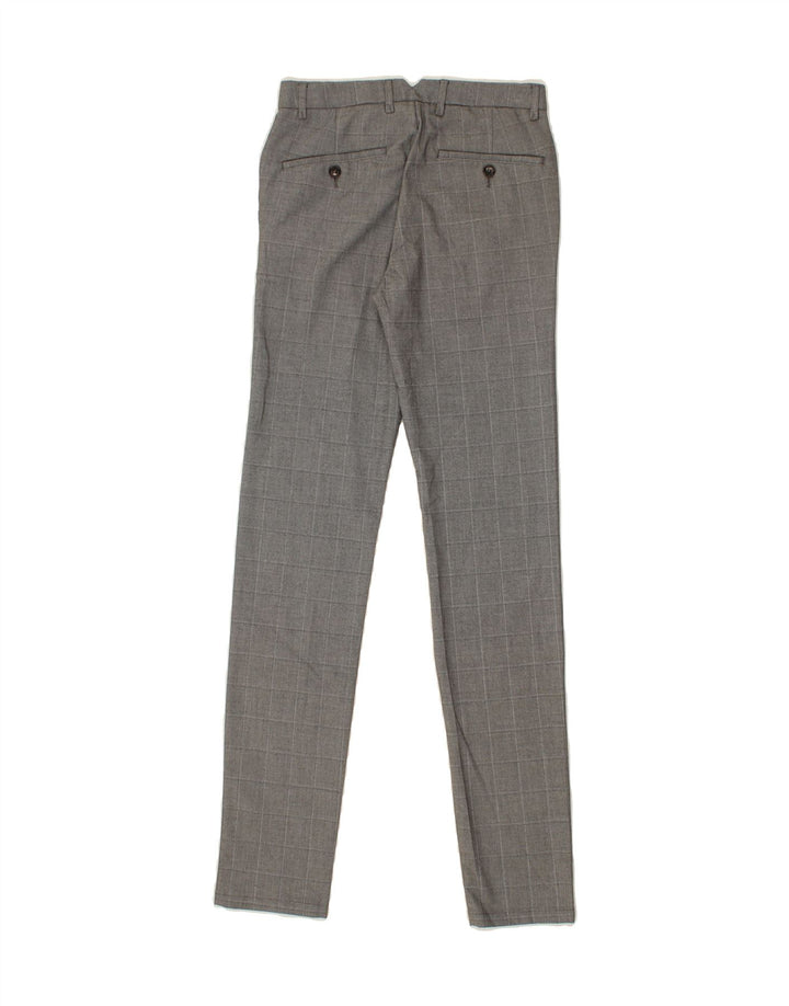 JULES Mens Skinny Chino Trousers W34 L33 Grey Check Polyester Vintage Jules and Second-Hand Jules from Messina Hembry 