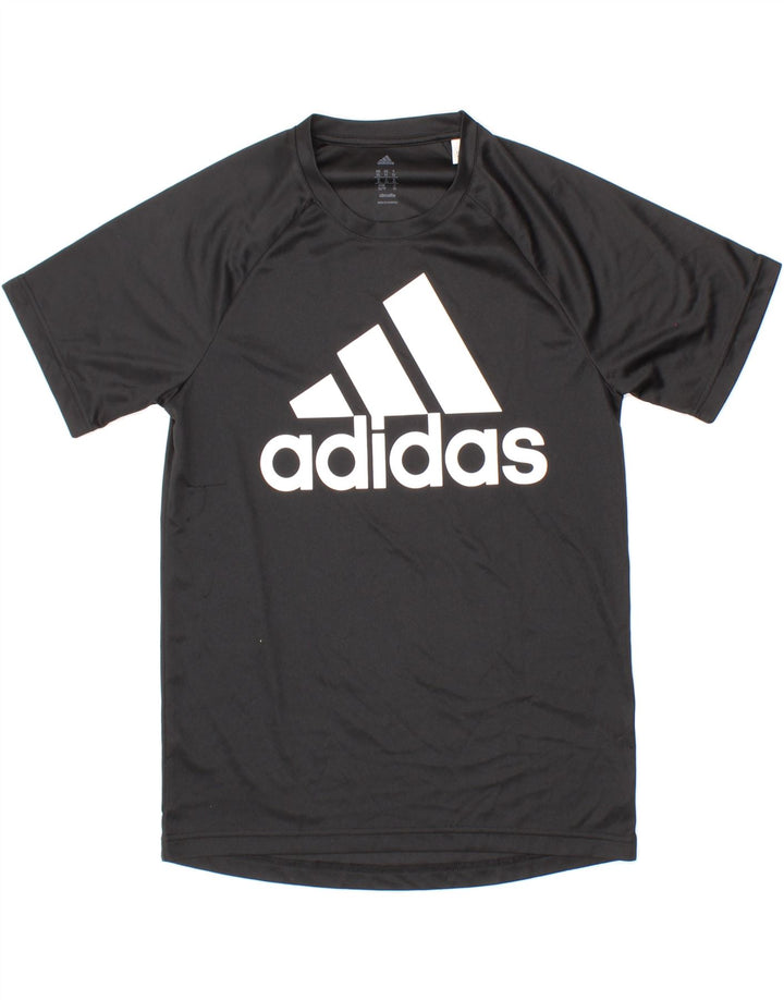 ADIDAS Mens Climalite Graphic T-Shirt Top XS Black Polyester Vintage Adidas and Second-Hand Adidas from Messina Hembry 