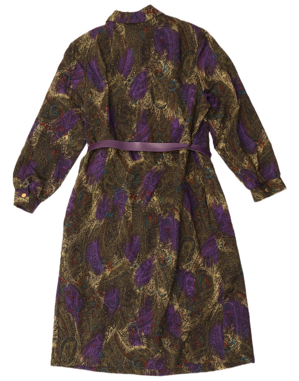 Vintage ženska haljina košulja dugih rukava EU 44 XL od djevičanske vune u zelenom paisley stilu