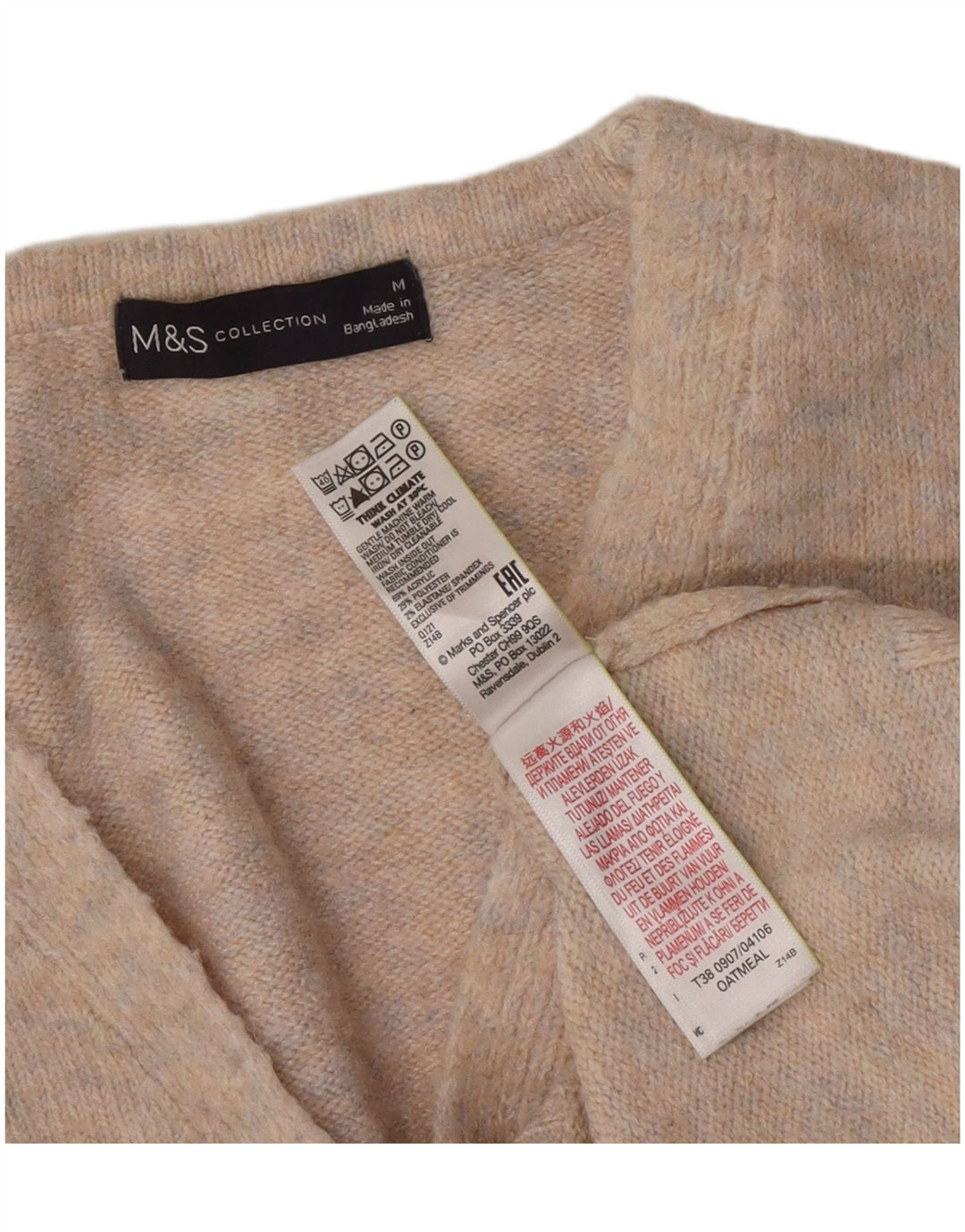 Marks & Spencer ženski džemper s V-izrezom UK 14 Srednje sivo s pjegama