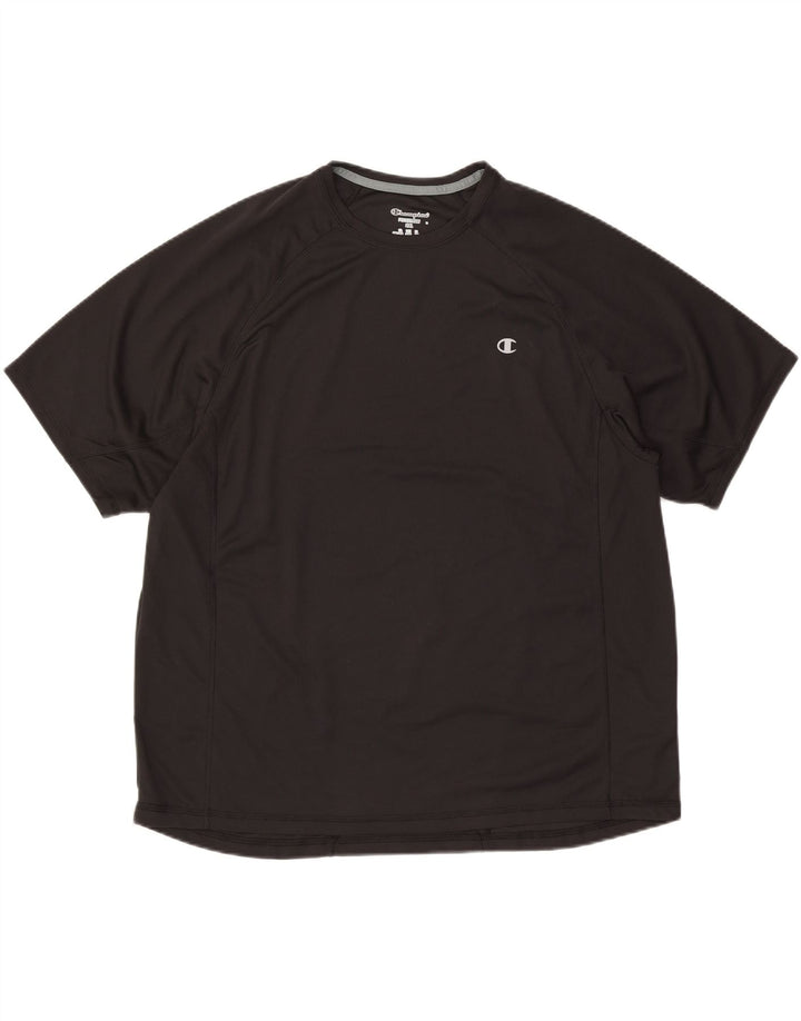 CHAMPION Mens T-Shirt Top 2XL Black Polyester Vintage Champion and Second-Hand Champion from Messina Hembry 