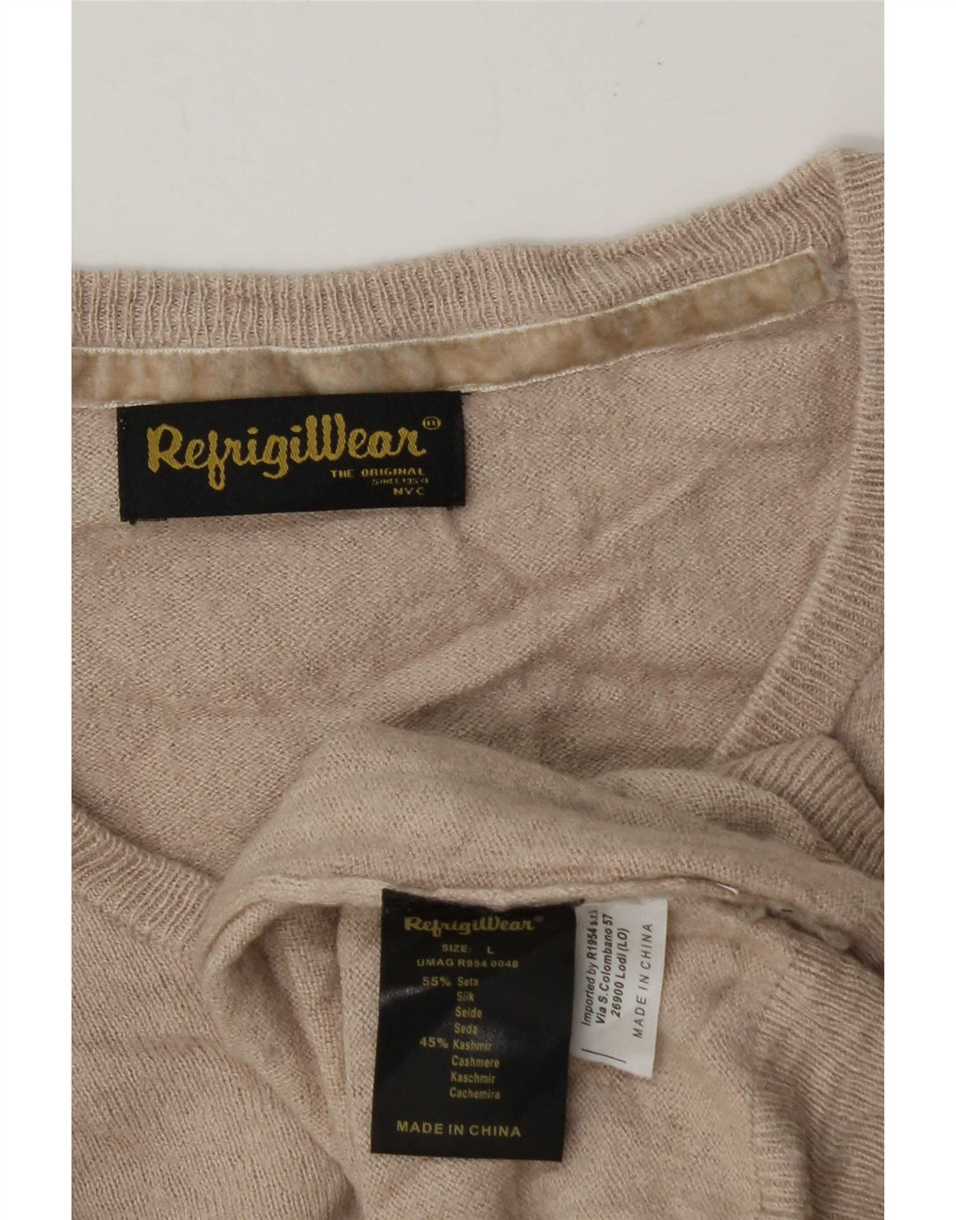 Refrigiwear muški džemper s V-izrezom, velika bež svila