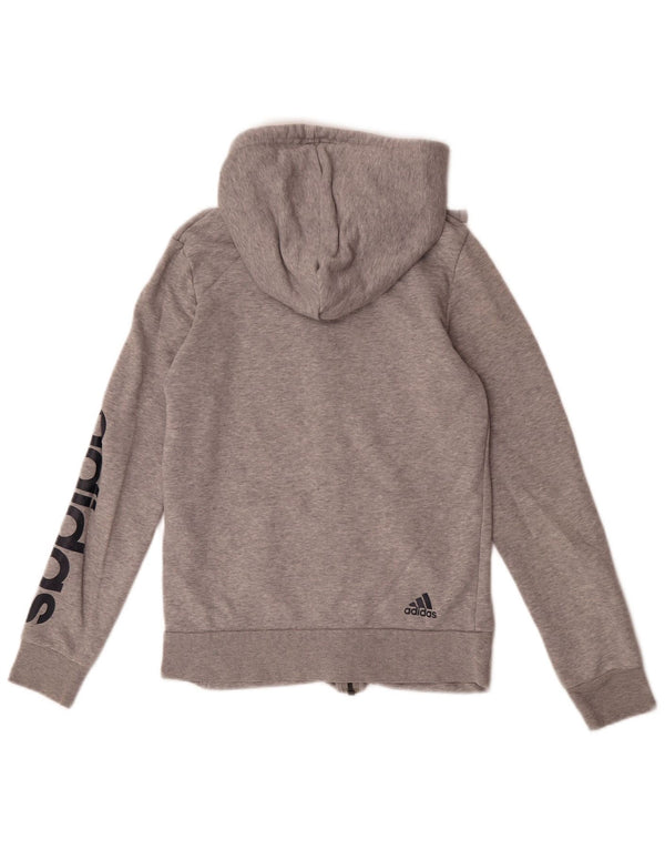 Adidas ženski džemper s kapuljačom s patentnim zatvaračem UK 8/10 mali sivi pamuk
