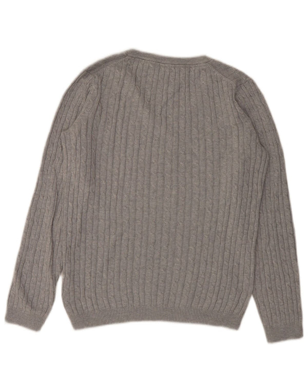 Crew Clothing Ženski džemper s V-izrezom UK 12 srednje sivi pamuk