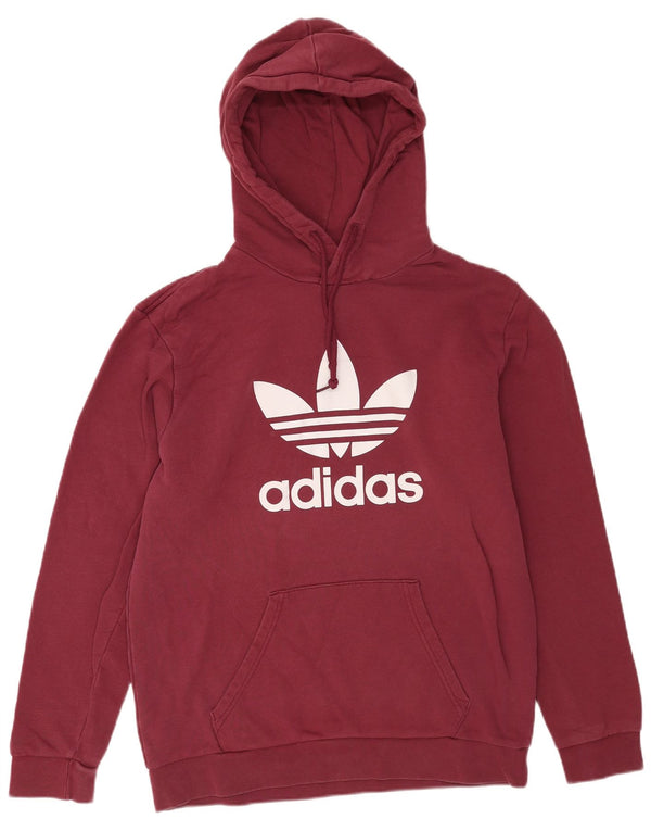 Adidas muška majica s kapuljačom s kapuljačom, srednji bordo pamuk
