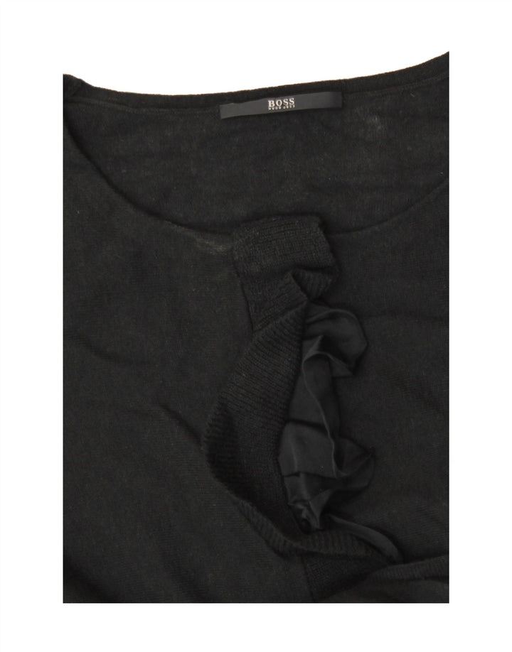 Hugo Boss ženski džemper s okruglim izrezom s volanima UK 8 Mali crni