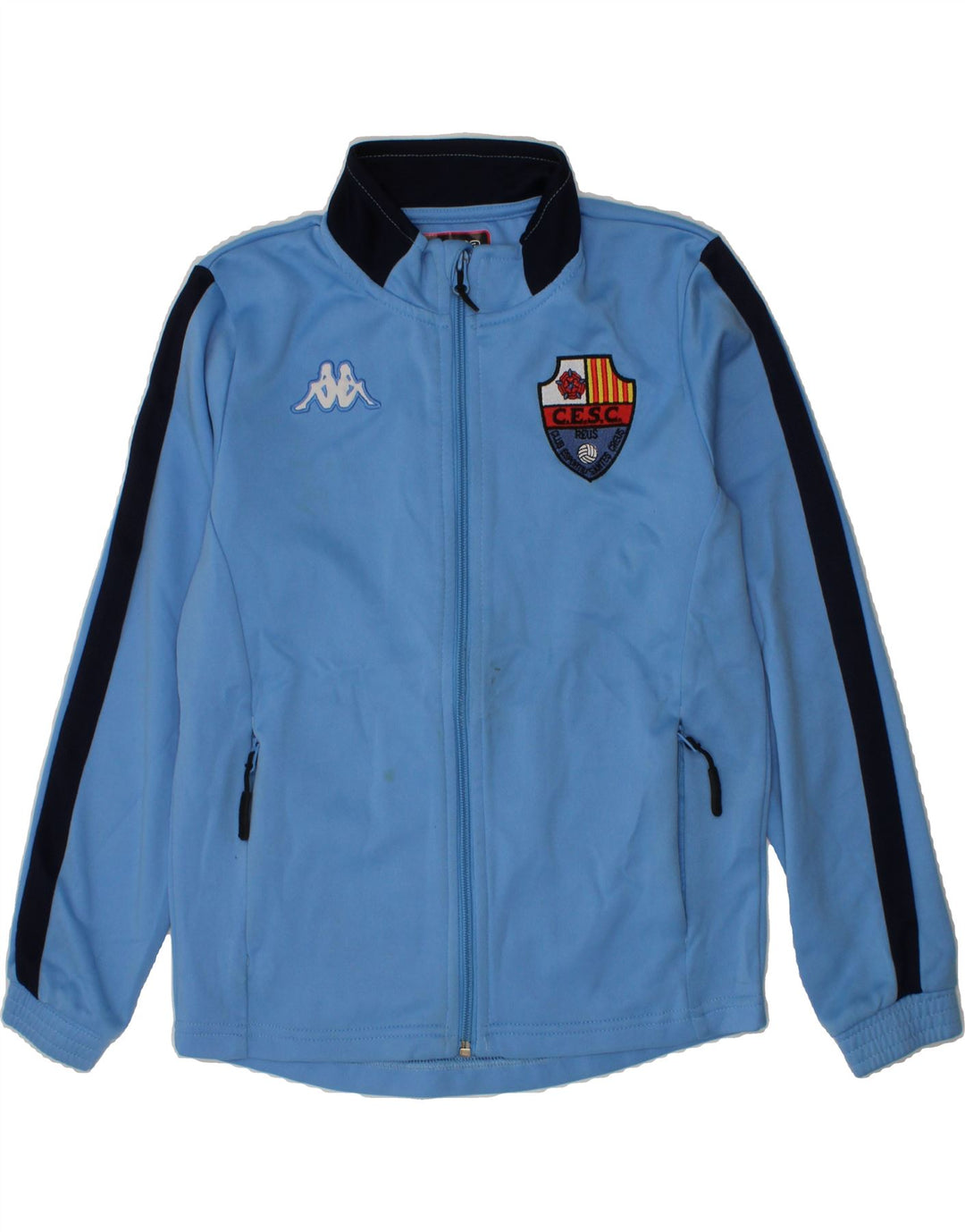 KAPPA Boys Graphic Tracksuit Top Jacket 9-10 Years Blue Colourblock Vintage Kappa and Second-Hand Kappa from Messina Hembry 