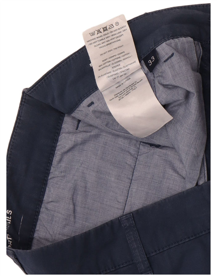 North Sails Mens Regular Fit Chino Shorts W33 Medium Navy Blue Cotton
