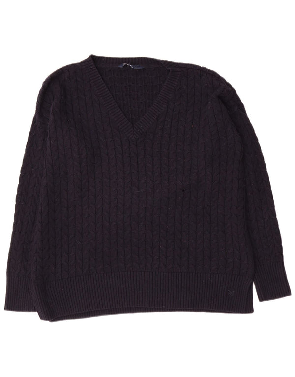 Crew Clothing Ženski veliki džemper s V-izrezom UK 16 Veliki tamnoplavi