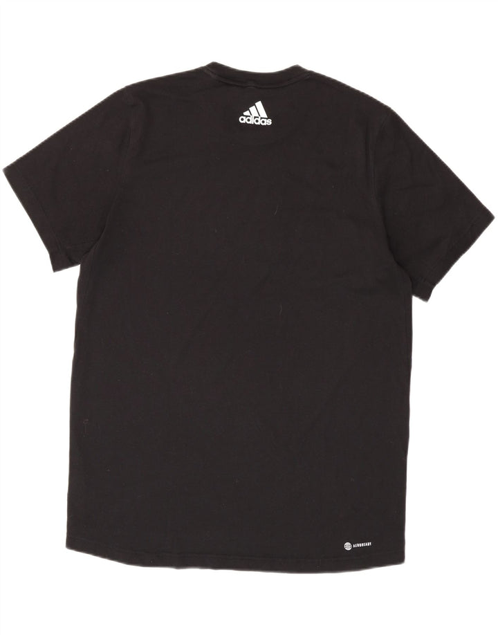 ADIDAS Mens Aeroready Graphic T-Shirt Top Large Black Polyester Vintage Adidas and Second-Hand Adidas from Messina Hembry 