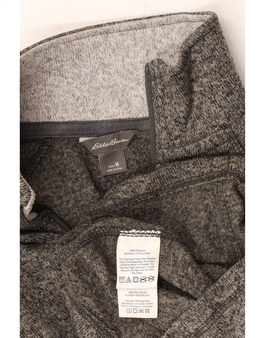 Eddie Bauer muška dukserica s izrezom na patentni zatvarač Srednje sivi pjegavi poliester