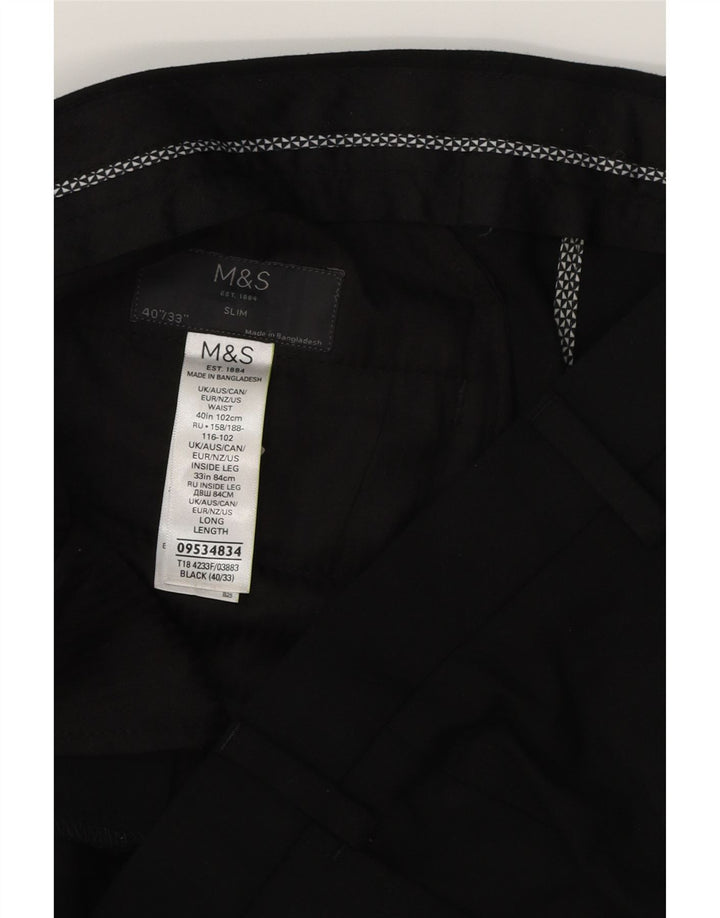 MARKS & SPENCER Muške uske chino hlače W40 L33 crni poliester