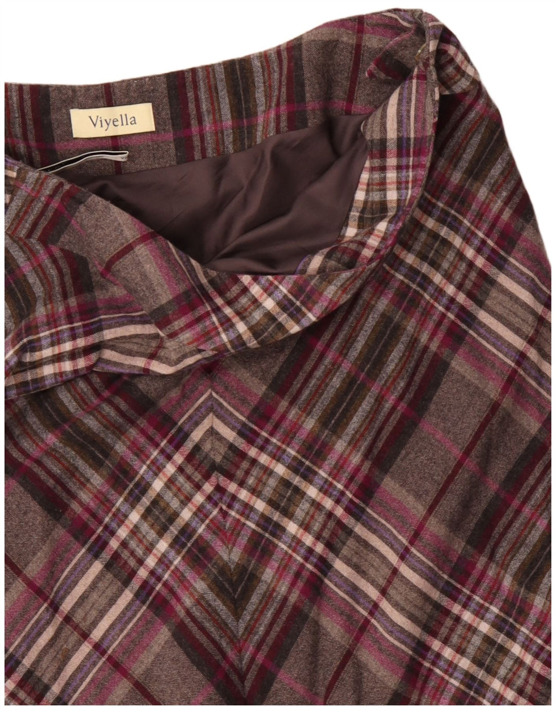 VIYELLA ženska suknja A-kroja UK 16 Large W36 Siva karirana vuna