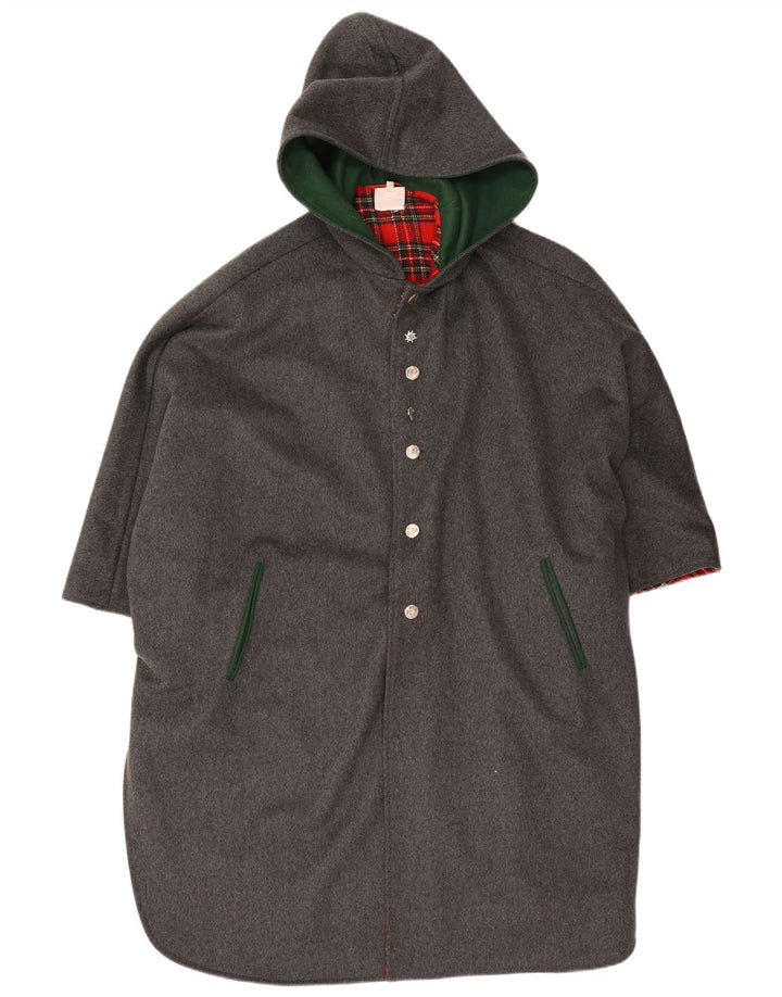 Vintage ženski pončo kaput s kapuljačom jedna veličina, siva