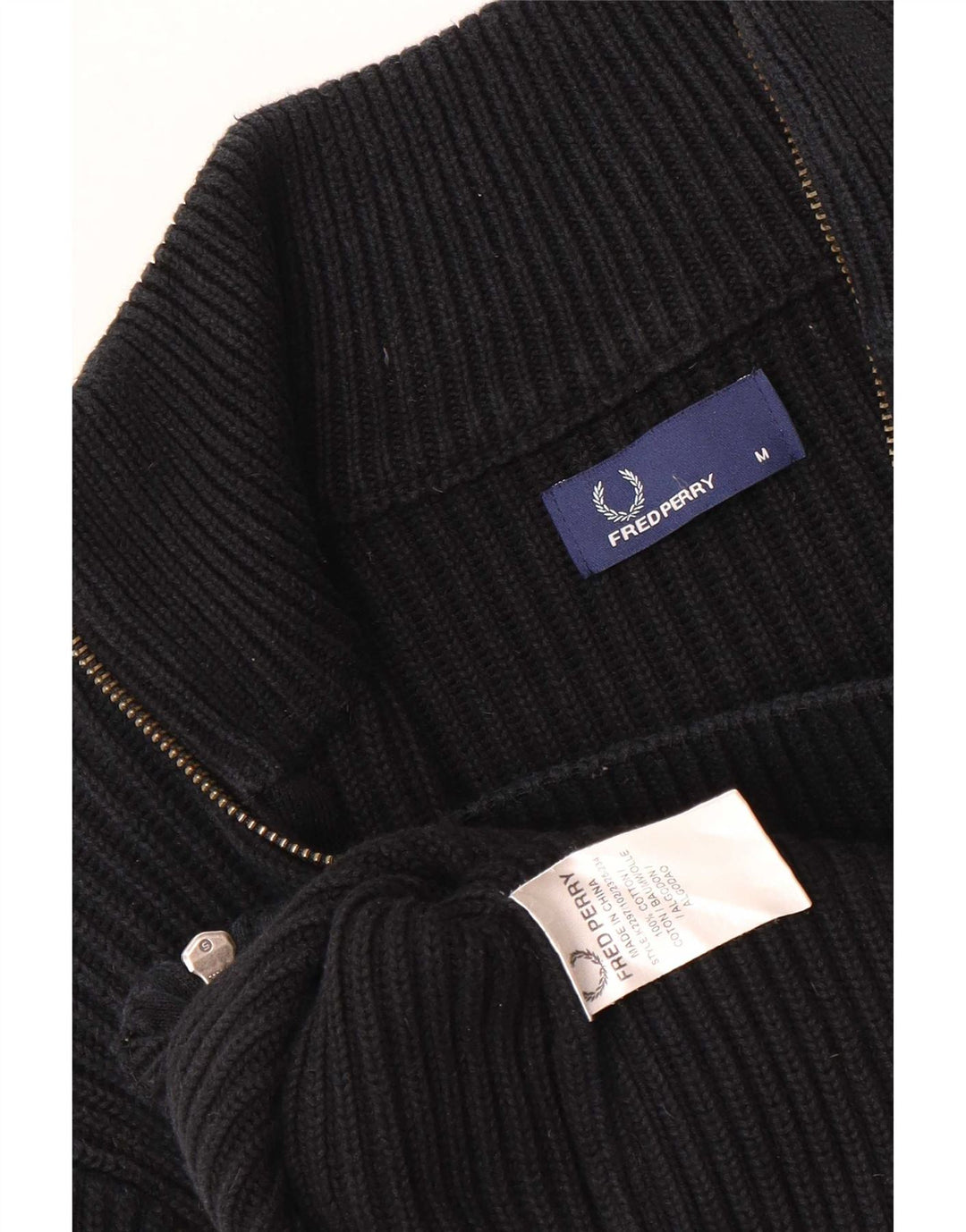 Fred Perry muški kardigan džemper srednje veličine crni pamuk