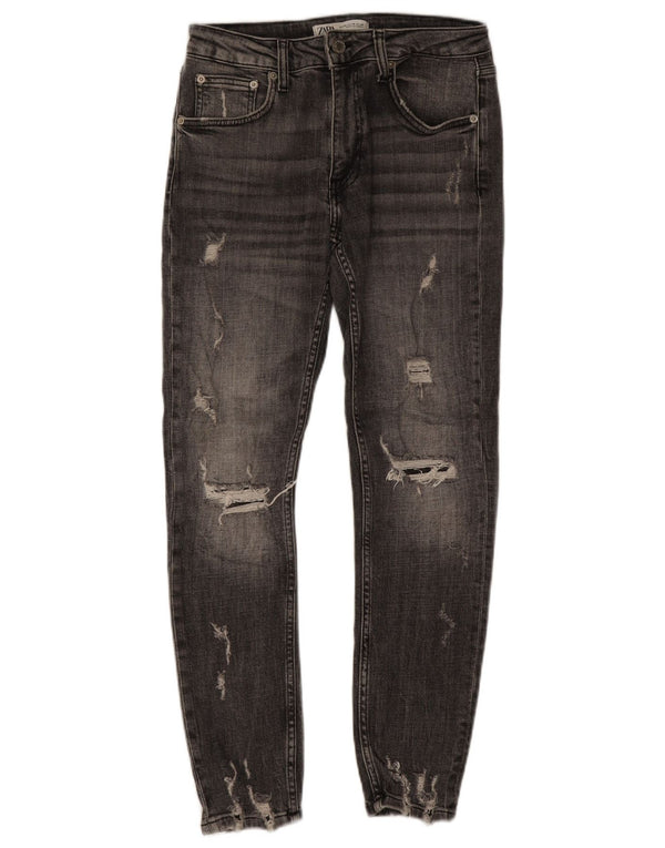 Zara Mens Distressed Skinny Jeans EU 38 Small W30 L27 Grey Cotton