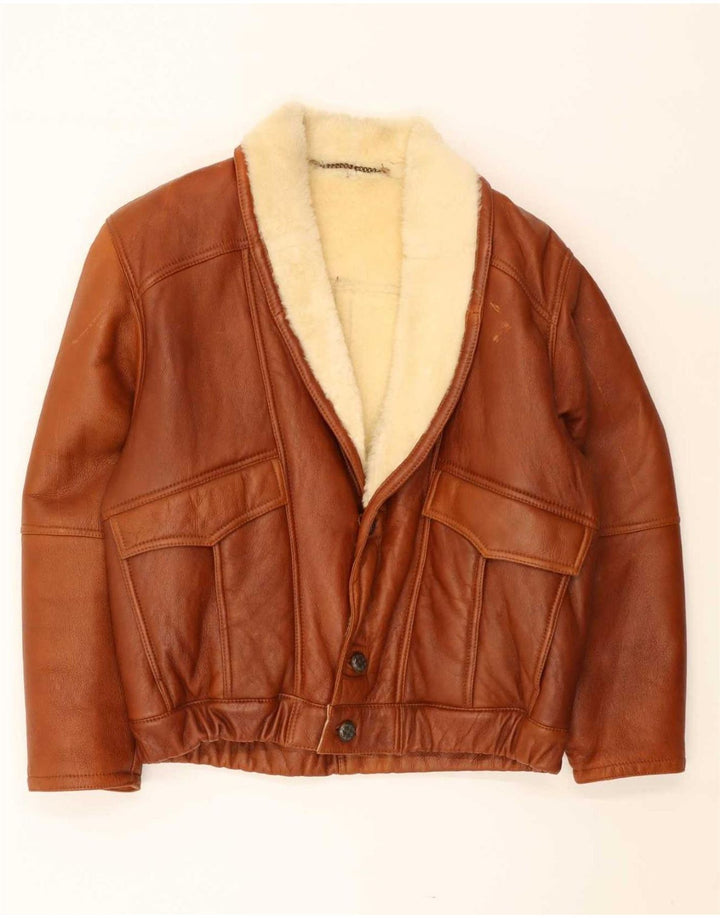 Vintage muška jakna od ovčijih ovčica UK 40 Large Brown Shearling