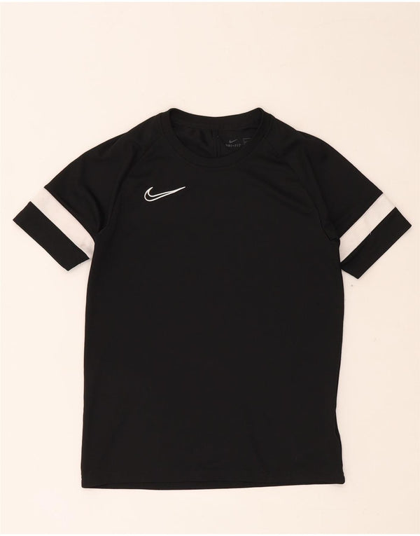 NIKE Boys Dri Fit T-Shirt Top 12-13 Years Large Black Colourblock