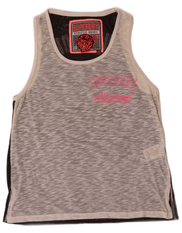 Superdry ženski grafički prsluk UK 10 mali sivi poliester u boji
