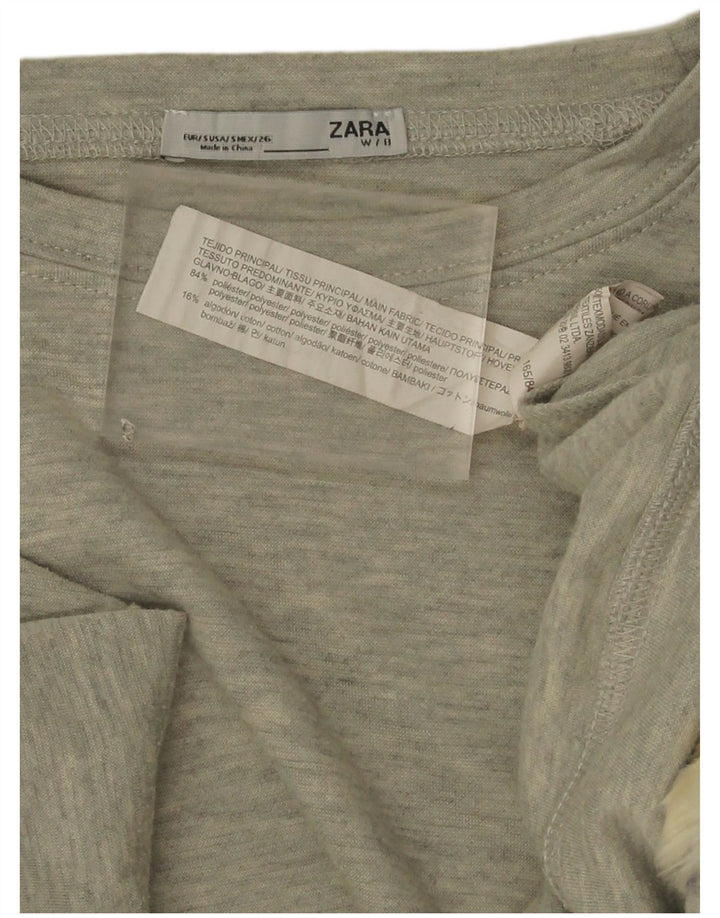 Zara ženski gornji dio s 3/4 rukavima UK 10 mali sivi poliester u boji