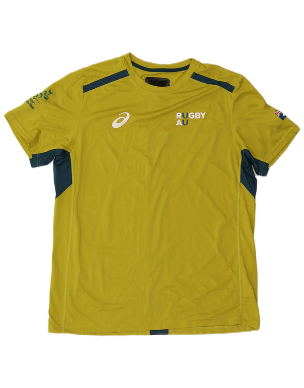 Muška majica kratkih rukava Asics s grafičkim motivima, 2XL poliester u žutoj boji