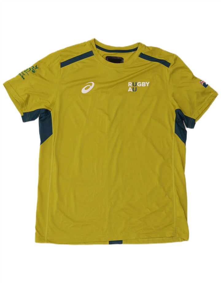 Muška majica kratkih rukava Asics s grafičkim motivima, 2XL poliester u žutoj boji