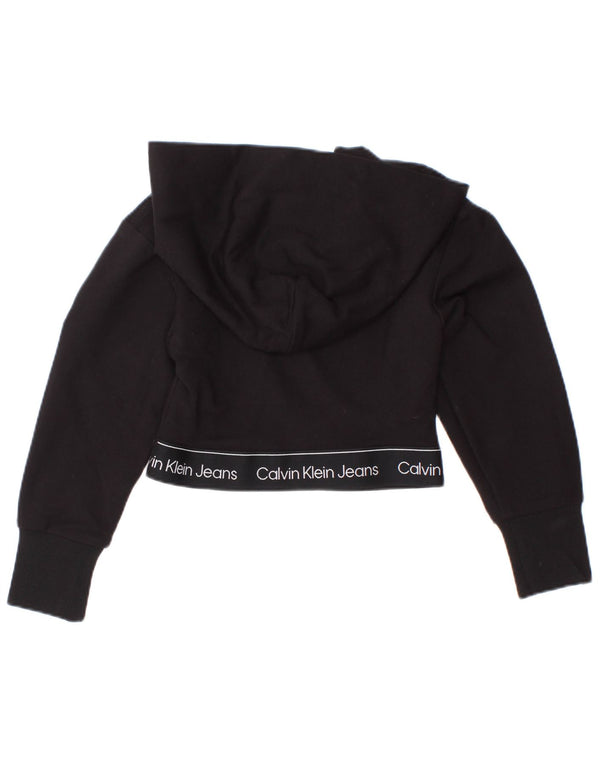 Calvin Klein majica s kapuljačom s kapuljačom za djevojčice 3-4 godine crna od viskoze
