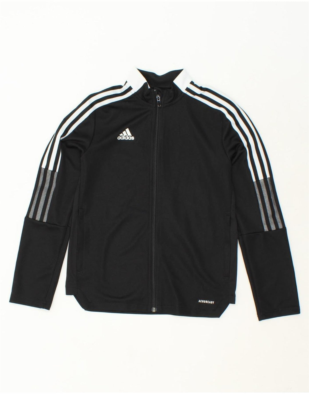 ADIDAS Boys Aeroready Tracksuit Top Jacket 11-12 Years Black Polyester Vintage Adidas and Second-Hand Adidas from Messina Hembry 