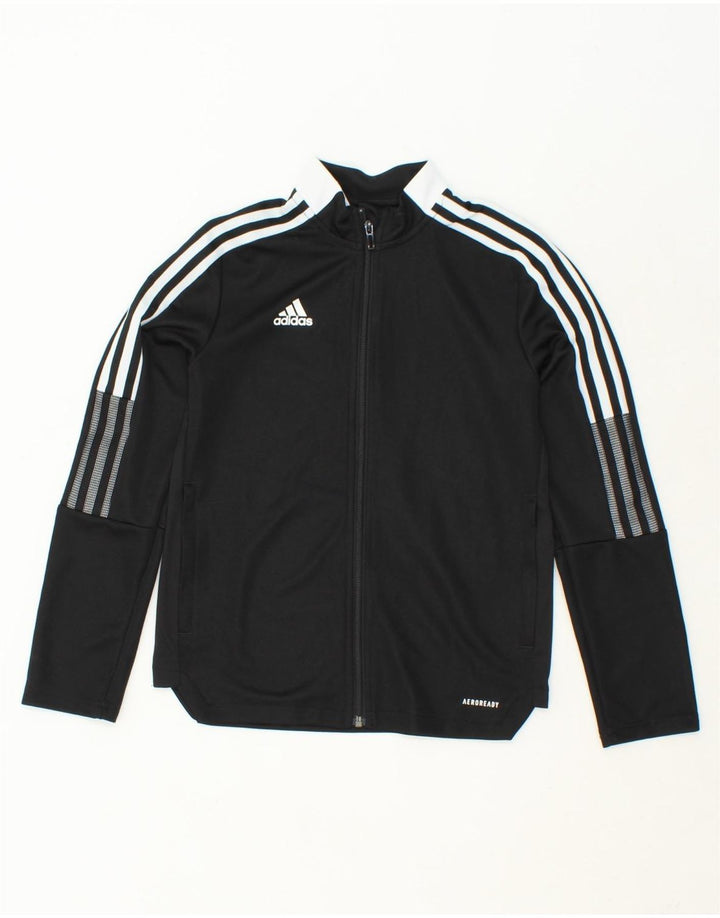 ADIDAS Boys Aeroready Tracksuit Top Jacket 11-12 Years Black Polyester Vintage Adidas and Second-Hand Adidas from Messina Hembry 