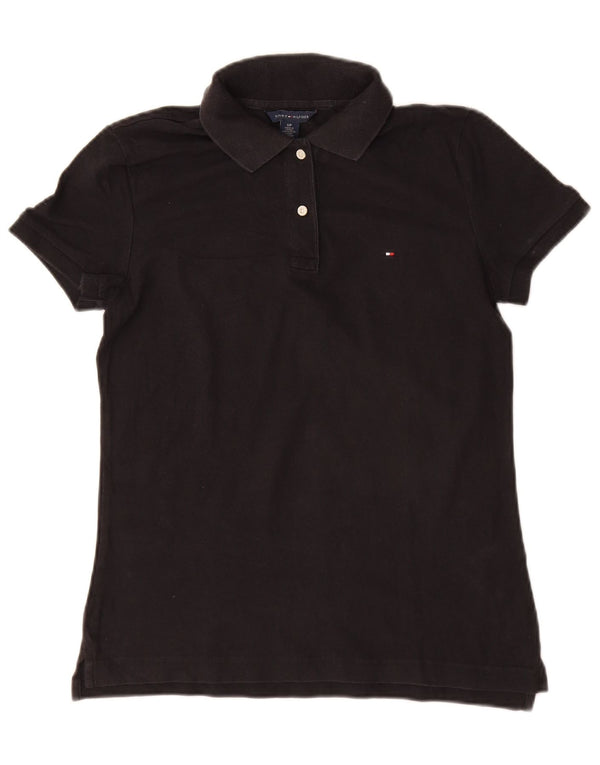 TOMMY HILFIGER Ženska polo majica UK 10 Mala crna pamuk
