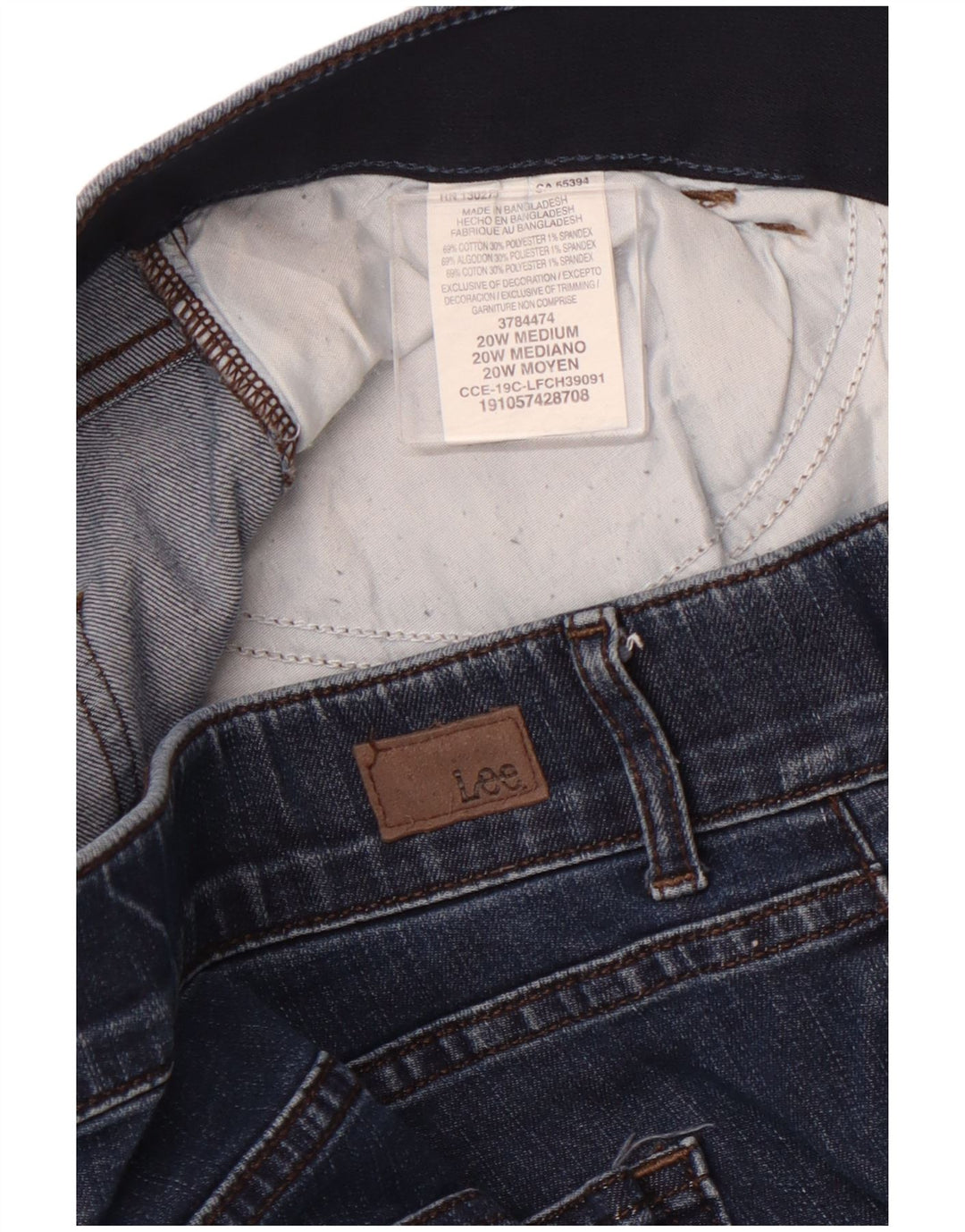 LEE Ženske traper kratke hlače srednjeg rasta US 20 3XL W40 plavi pamuk