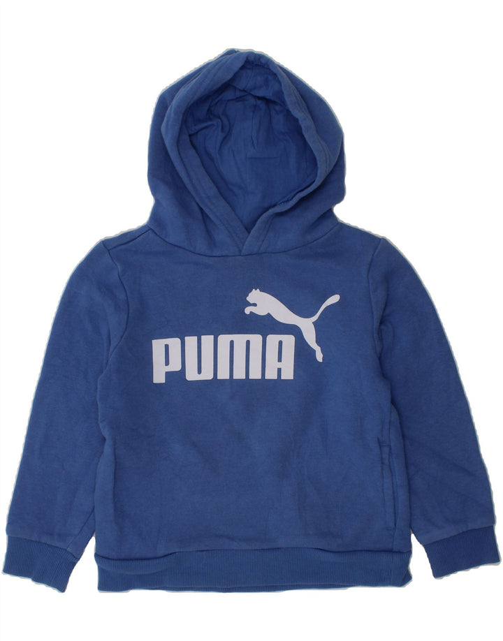 PUMA Boys Graphic Hoodie Jumper 4-5 Years Blue Vintage Puma and Second-Hand Puma from Messina Hembry 