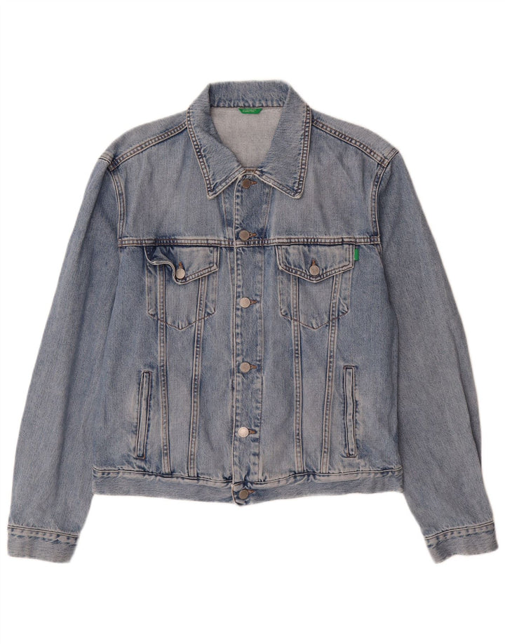 Benetton muška traper jakna UK 40 Large Blue Cotton