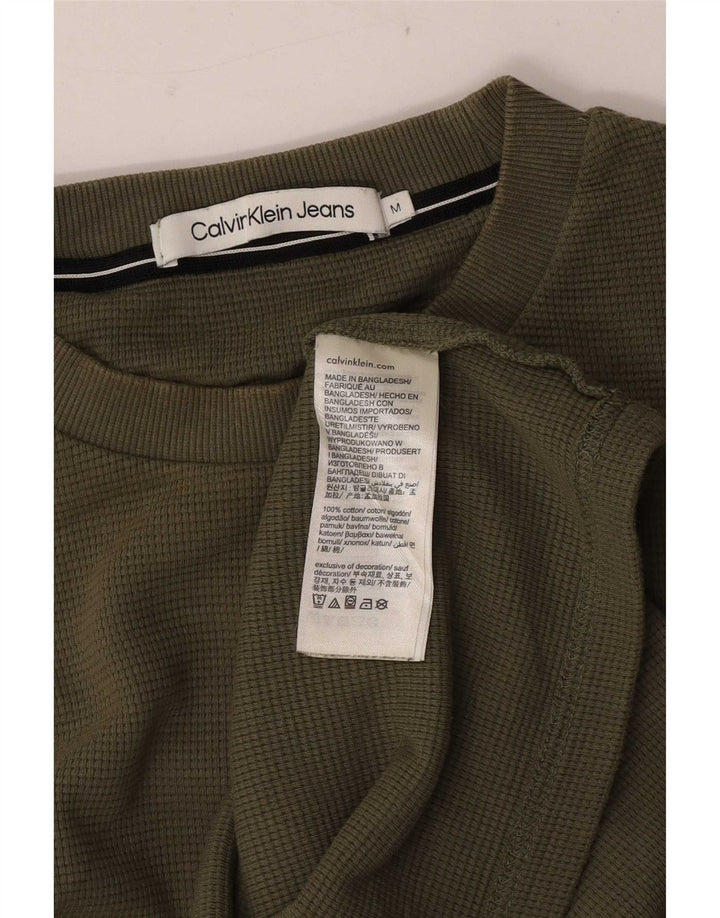 Calvin Klein Jeans muška majica dugih rukava s grafikama, srednji kaki pamuk