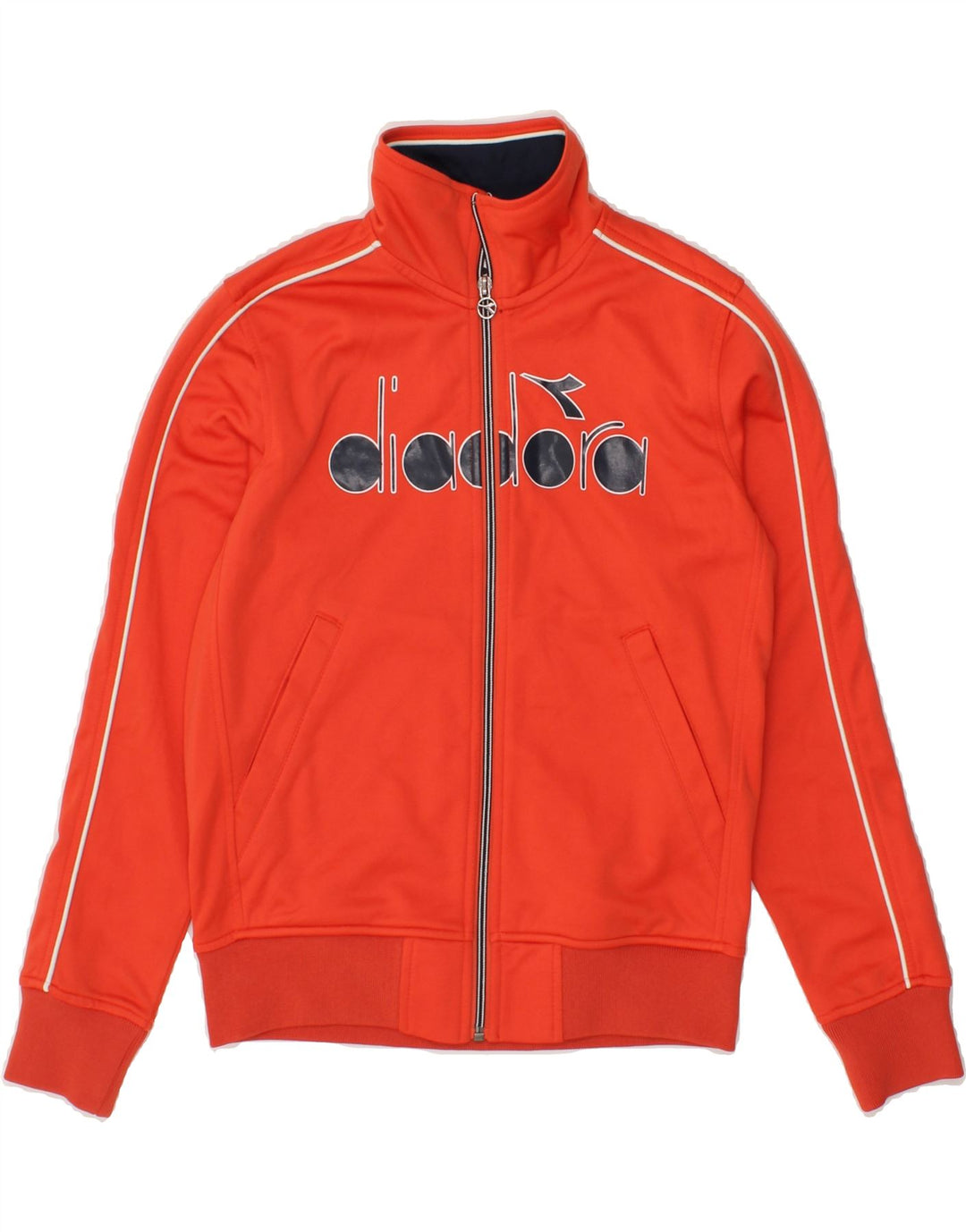 DIADORA Boys Graphic Tracksuit Top Jacket 11-12 Years Orange Polyester Vintage Diadora and Second-Hand Diadora from Messina Hembry 