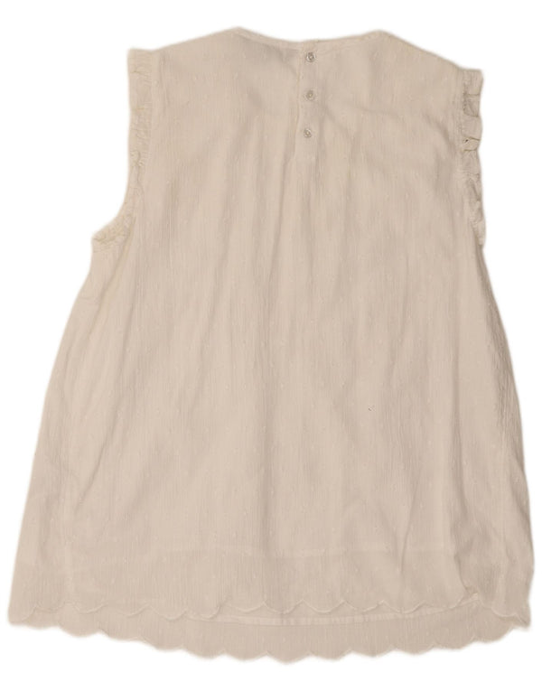 Crew Clothing Ženski gornji dio bluze bez rukava UK 12 Srednje bijeli pamuk