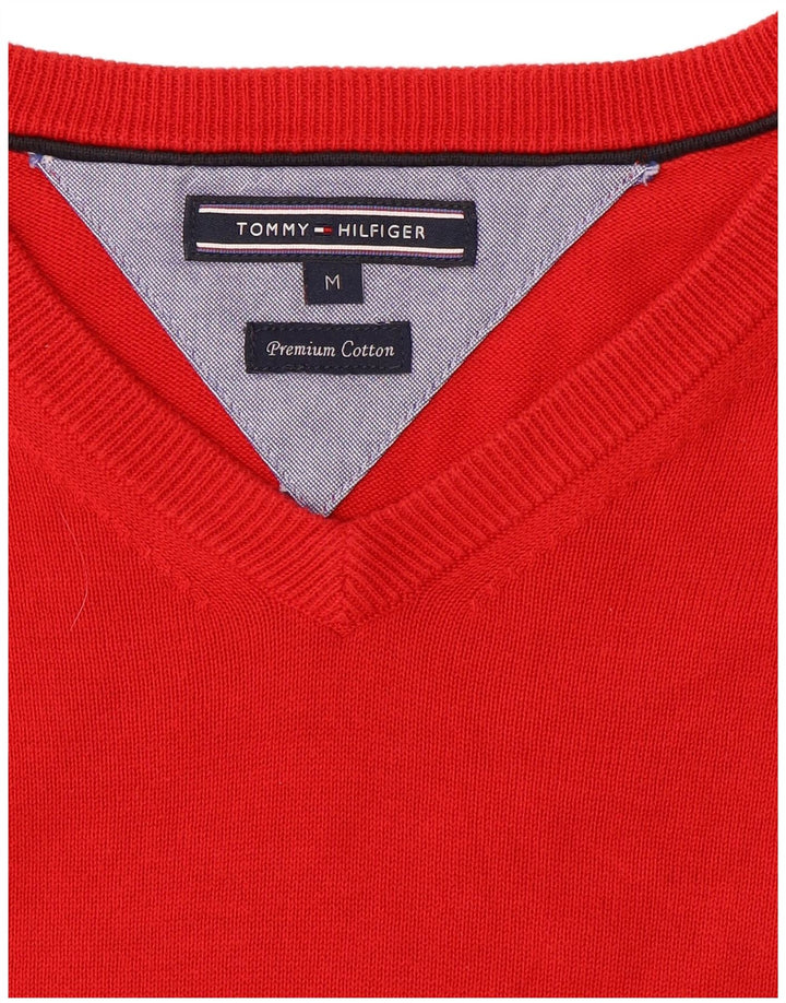 Tommy Hilfiger muški džemper s V-izrezom Srednje crveni pamuk