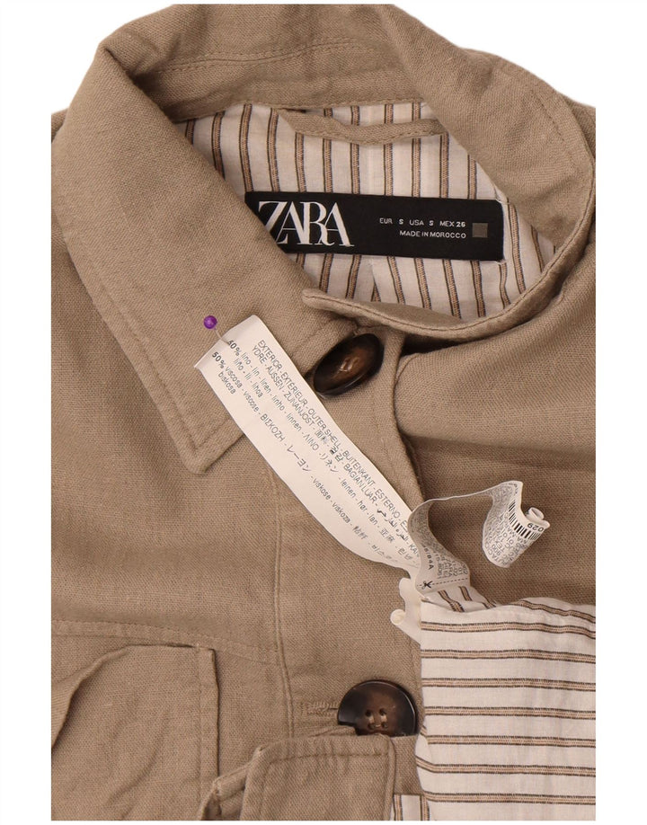 Prevelika ženska Zara bomber jakna UK 10 Small Beige Linen