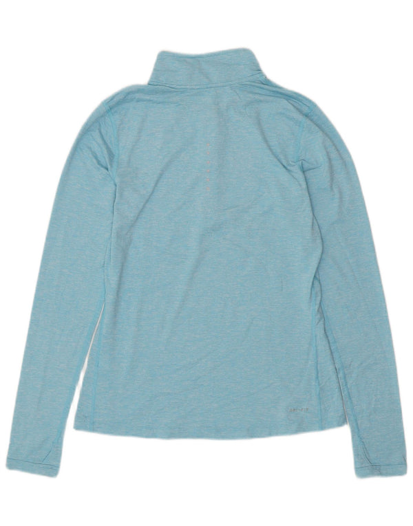 NIKE Ženska Dri Fit majica s dugim rukavima i izrezom s patentnim zatvaračem UK 10 Small Blue Flected