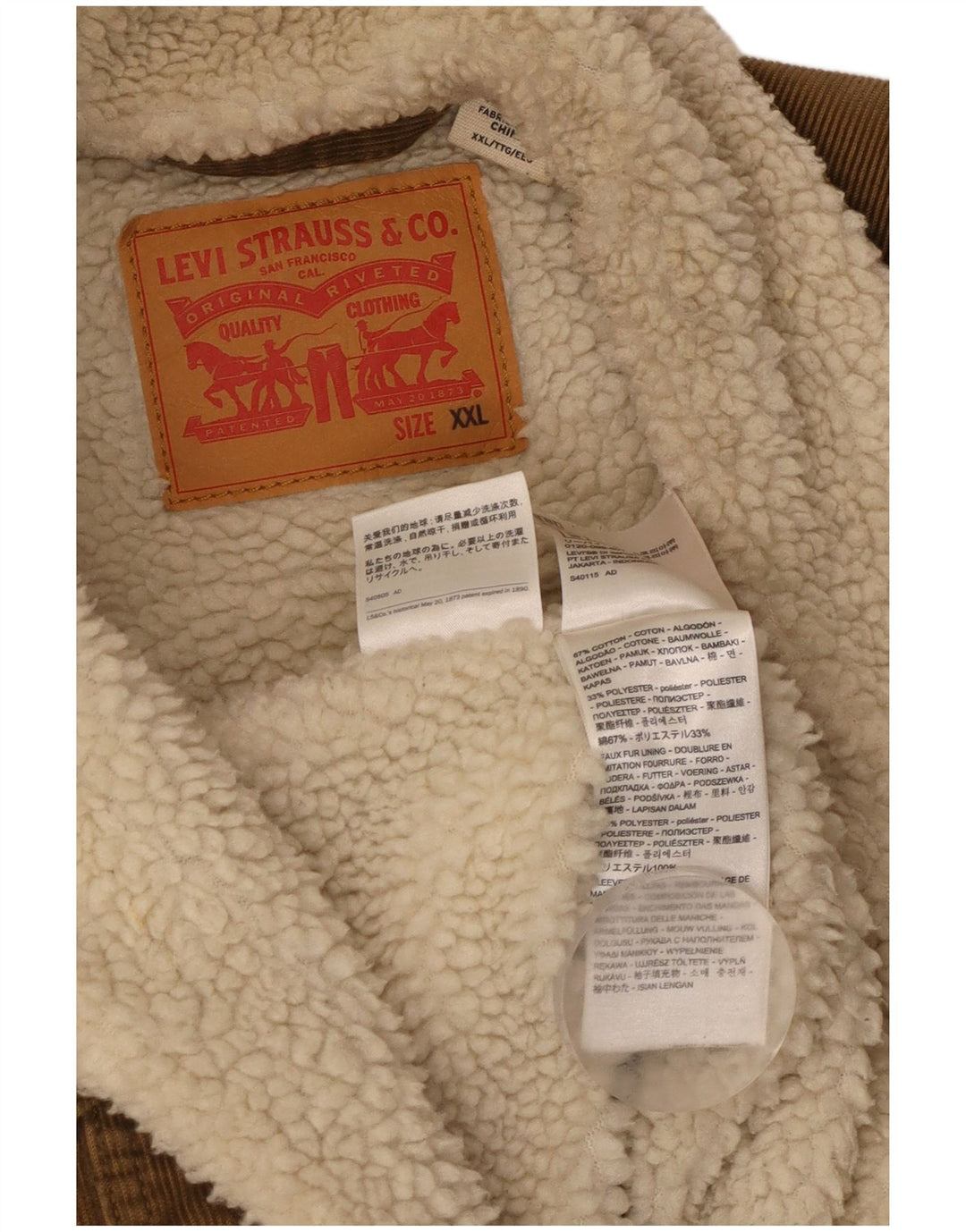 LEVI'S muška jakna od samta Sherpa UK 44 2XL bež pamuk