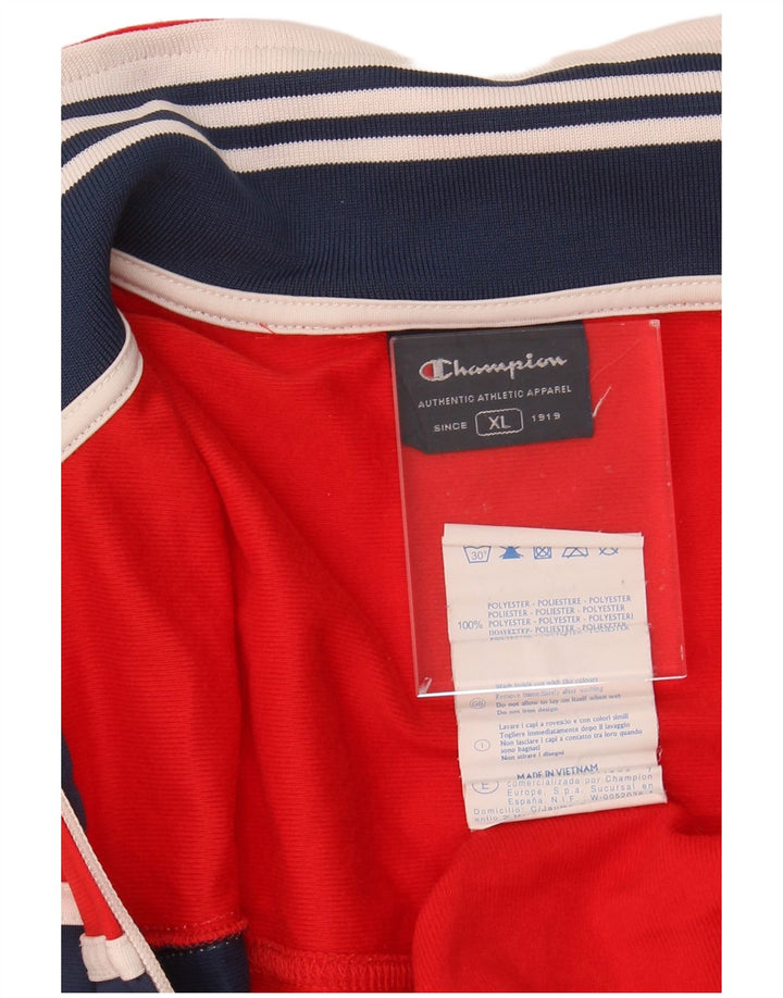 CHAMPION Mens Tracksuit Top Jacket XL Red Colourblock Polyester
