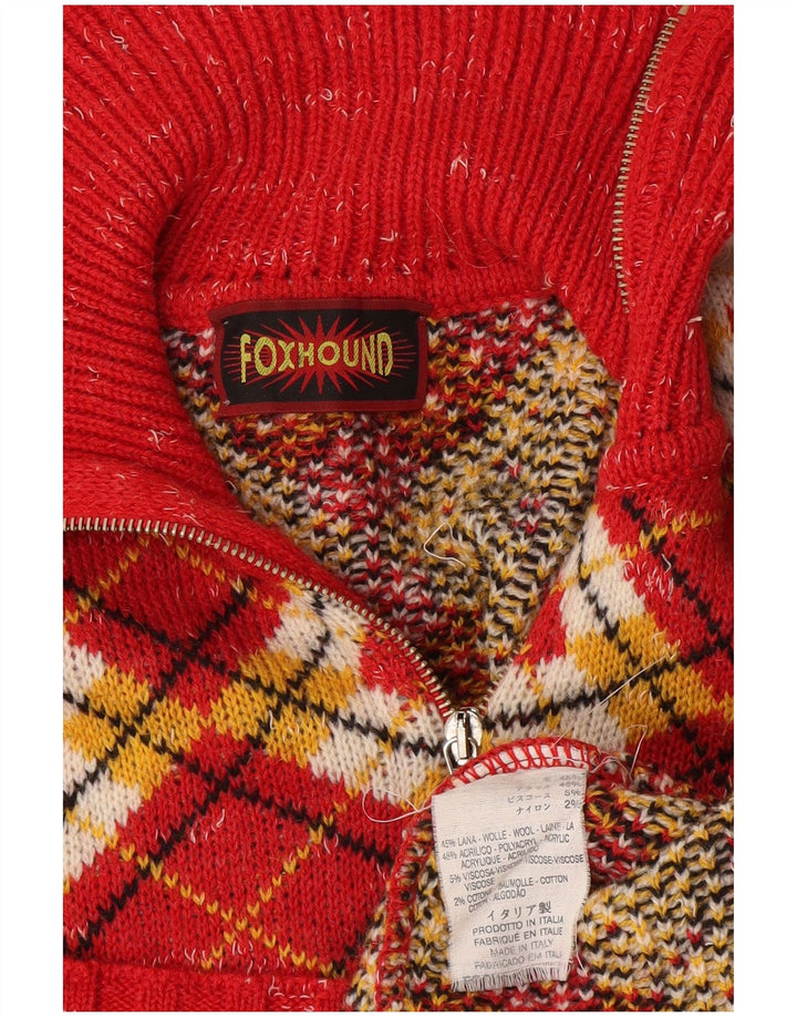 Foxhound muški džemper s izrezom s patentnim zatvaračem XL Crveni Argyle/Diamond Wool