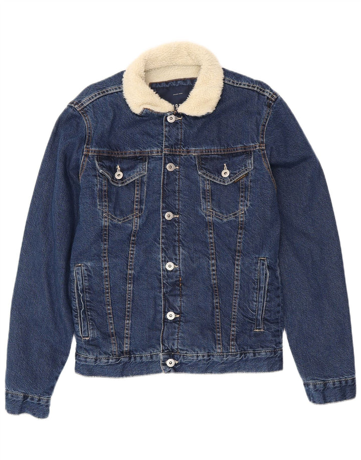 ZARA muška Sherpa traper jakna UK 40 Large tamnoplavi pamuk