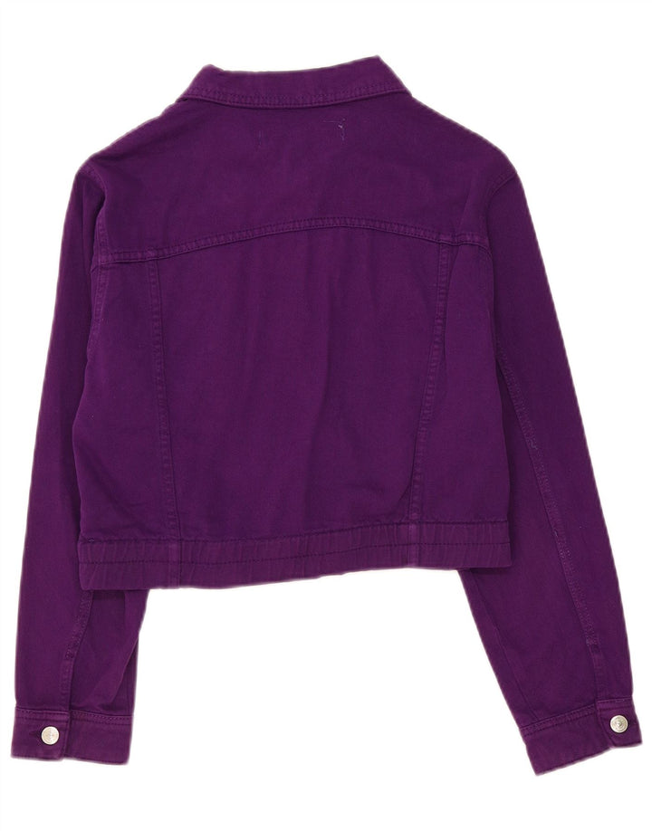 Zara ženska crop traper jakna UK 10 Mala ljubičasta