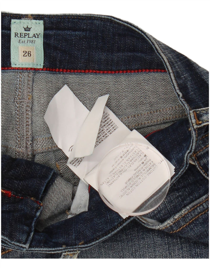 REPLAY Ženske traper kratke hlače W26 male plave boje pamuka