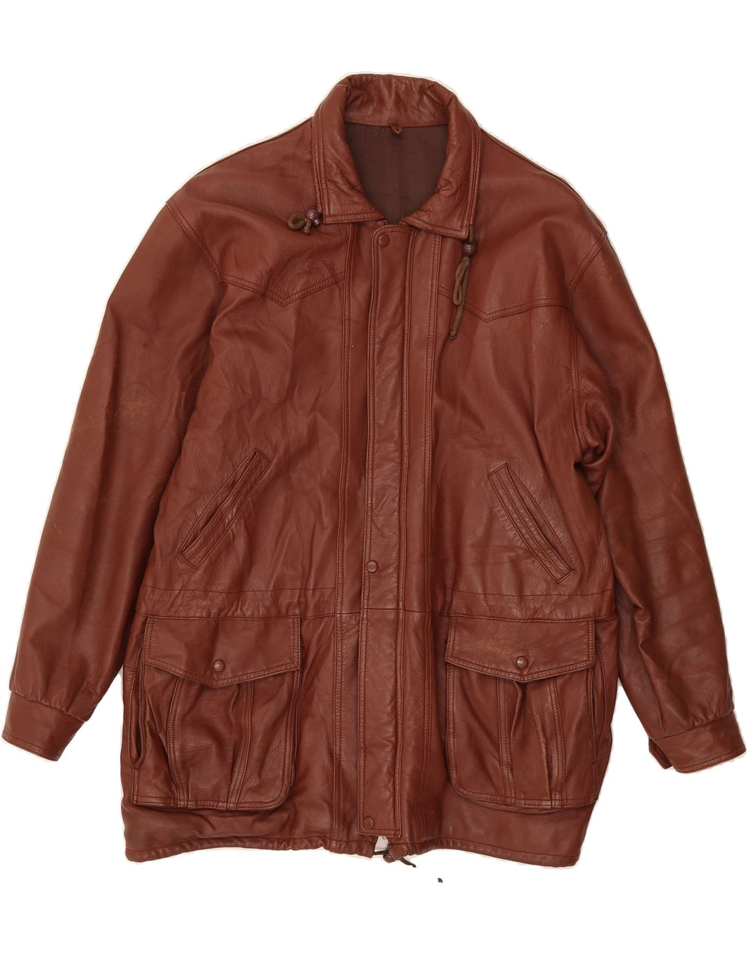 VINTAGE Mens Leather Jacket UK 42 XL Brown Vintage Vintage and Second-Hand Vintage from Messina Hembry 